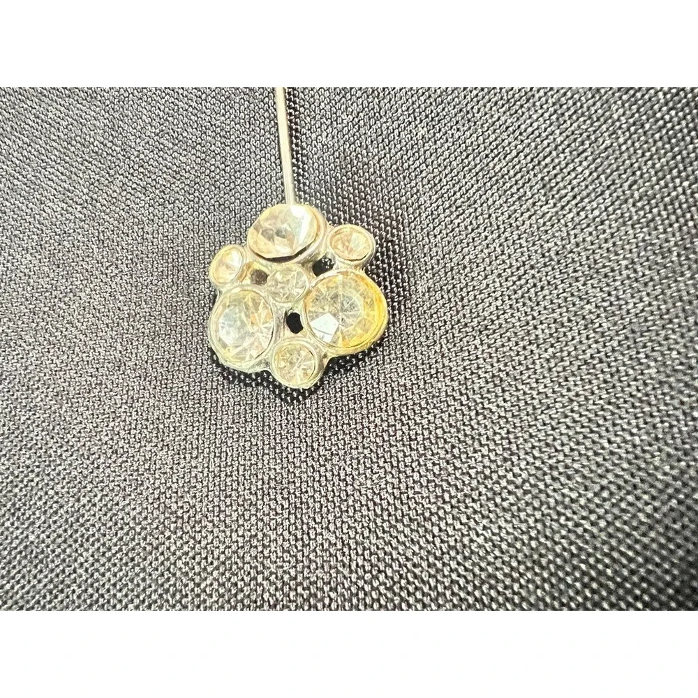 Vintage Rhinestone Collar Pin Silver Tone Double Floral Ends Bar Brooch 2.25